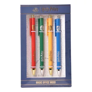 Set X 4 Bolígrafos Mooving Harry Potter Casas Color De La Tinta Azul Color Del Exterior Rojo/verde/amarillo/azul