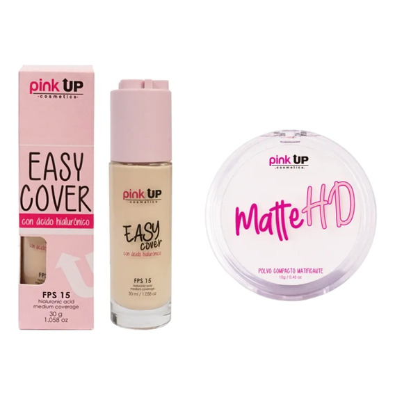 Polvo Mate Hd + Maquillaje Líquido  Easy Cover Pink Up
