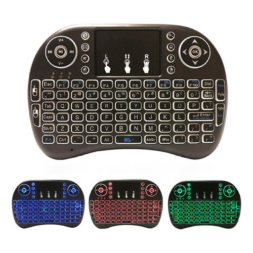 Mini Teclado Inalámbrico Airmouse Android Smart Tv Iluminado Color del teclado Negro