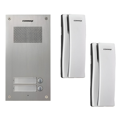 Kit Portero Commax 2 Internos Frente 2um + 2 Tel Ss + Fuente