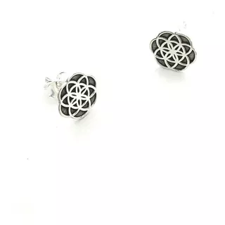 Aretes Joya Flor Pequeña  Circular Mandala Plata 925 Sw925