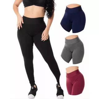 Kit 3 Legging Suplex Calça Leg Feminina Fitness Promoção