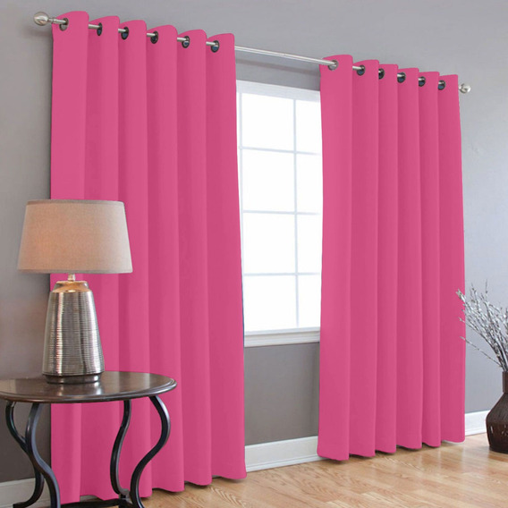 Cortinas Blackout Melocotton - Color FUCSIA - 275cm de Ancho X 215cm de Alto En 2 Páneles - Aislamiento Térmico , Reduce el Ruido Exterior , Cortinas Opacas con Ojales , Lavable en Casa