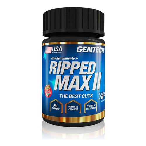 Gentech Ripped Max Il 60 Tab Quemador Grasas - Microcentro Sabor Sin Sabor Contenido Total En Volumen 150 Cc