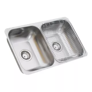 Bacha Doble Cocina M30 Profunda Acero Inox 430 Mate +canasto