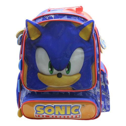 Mochila Cresko 16 Espalda Sonic The Hedgehog (so125) Color Azul Diseño de la tela Liso