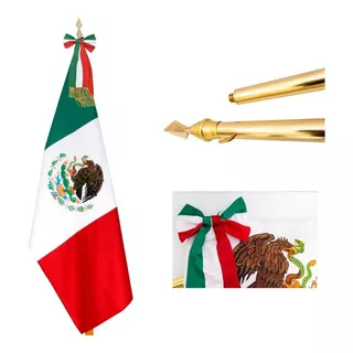 Bandera Mexico Ceremonia, Moño Y Asta