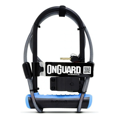 Candado Bici U-lock On Guard Neon C/ Piola Y Soporte 230 Cm Color Azul