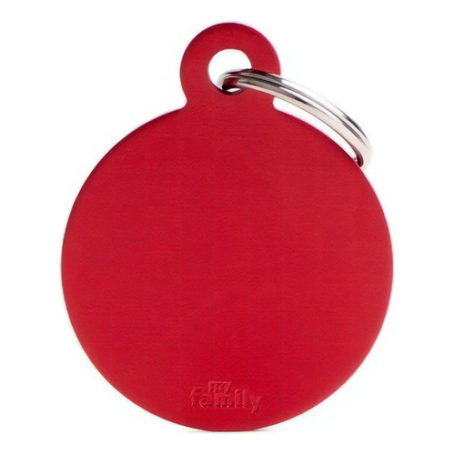 Chapa Identificatoria Para Mascotas My Familly Big Round Rojo Grabado Instantáneo