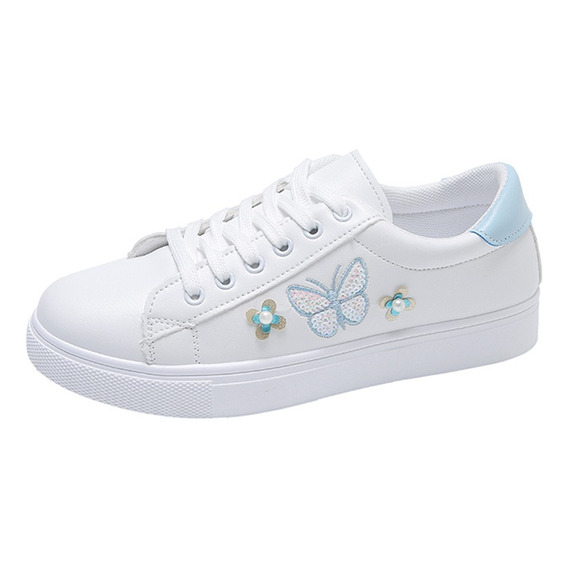 Zapatos/tenis Blancos Casuales De Suela Gruesa Para Mujer 