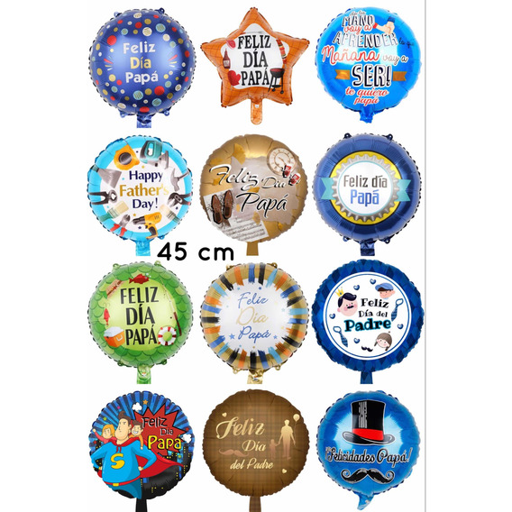 Pack 50 Globos Metálicos Día Del Padre 45 Cm + Varillas