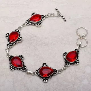 Granate Facetados, Pulsera En Plata 925