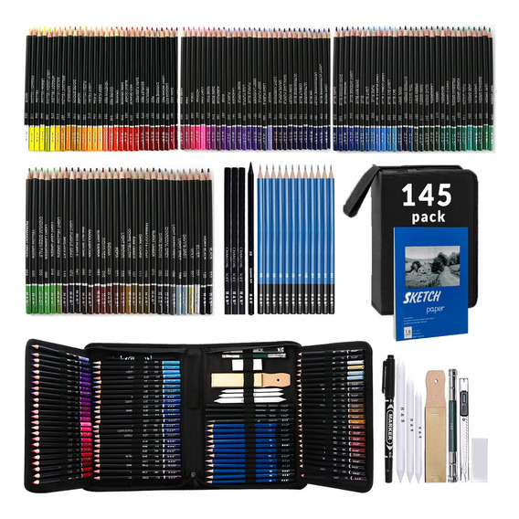 Lapices Dibujo 145 Set De Arte Kit De Colores Profesionales