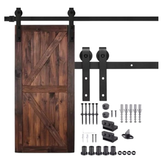 Kit Herraje Riel Corredera Para Puerta De Granero 6.6ft 2m