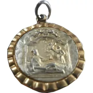Medalha Italiana Com Cena Católica Prateada. Frete Grátis.