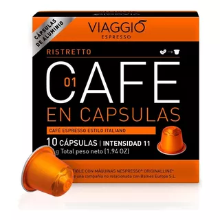 Caja X10 Capsulas Cafe Ristretto Viaggio Para Nespresso Sin Tacc