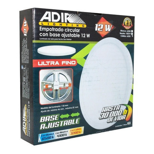 Lámpara De Techo Ajustable Led Redondo 12w Blanco Adir 6334