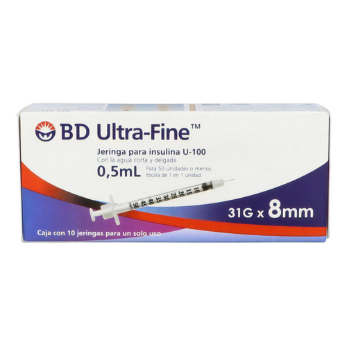 Bd Ultra-fine Bolsa Con 10 Jeringas De 31 G X 8 Mm