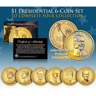Colección 6 Monedas 1 Dolar Presidentes Usa Holograma Nuevas