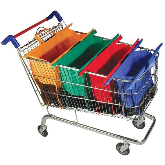 Bolsa Plegable Para Carrito Supermercado X 4