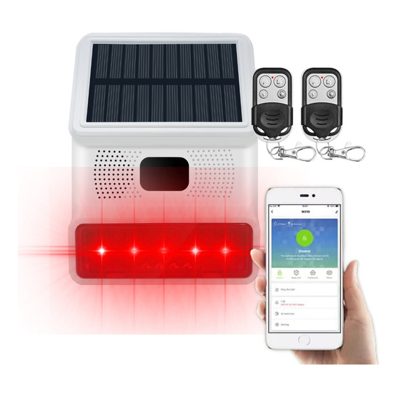Sirena Alarma Comunitaria Solar Wifi C/batería + 2 Botón Sos