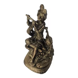 Figura Del Dios Hindú Krishna C/ Pavo Real 25cm