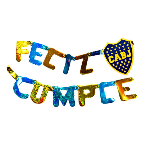 Banderin Feliz Cumple De Boca Holografico - Cotillón Waf