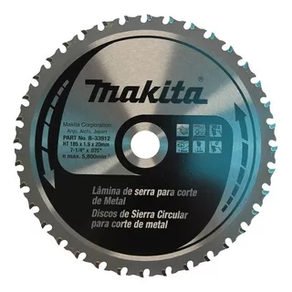 Hoja De Sierra Circular Makita B-33912 De 185 Mm Y 36 Dientes, Color Plateado