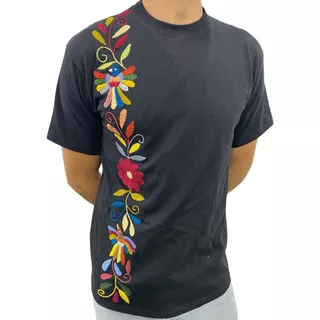 Playera Camiseta De Hombre Bordada Mexicana Mod. Tira Otomi