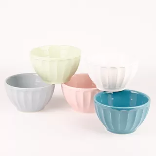 Compotera Bowl Ceramica Vainilla Colores 500cc Pack X6 