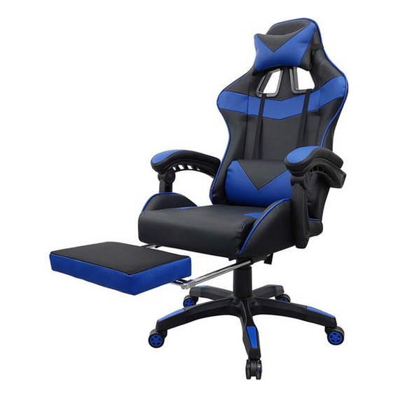 Silla de escritorio DeSillas Pro gamer extreme ergonómica  negra y azul