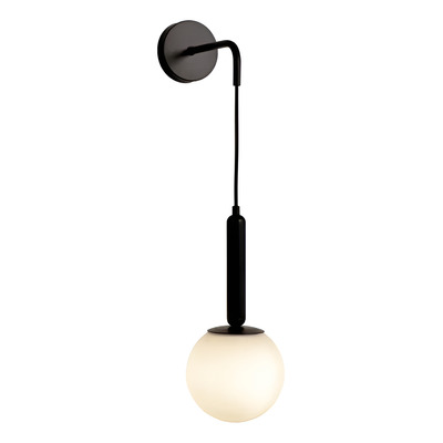 Aplique Pared Lucy Negro Opal Apto Led E27 Deco Moderno 