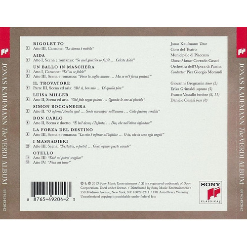 Jonas Kaufmann - The Verdi Album (2013) - Cd