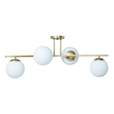 Plafon 4 Luces Barral Elyn De-cor Dorado Con Globo Opal E27