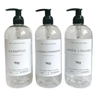 Set Dispenser Plastico Shampoo+acondicionador+jabon Liq