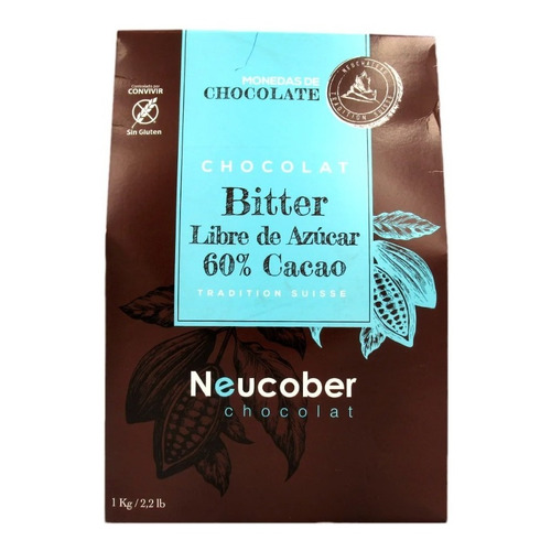 Chocolate Neucober Bitter 60% Cacao Sin Azúcar Sin Gluten