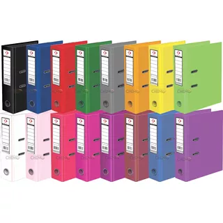 Set X10 Biblioratos Oficio Lomo Ancho, 15 Colores A Elegir 