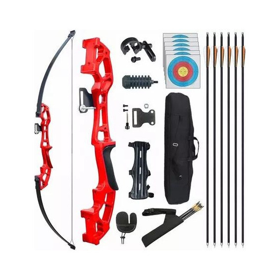 Kit Arco Recurvo Deportivo Flechas Y Accesorios Para Adultos