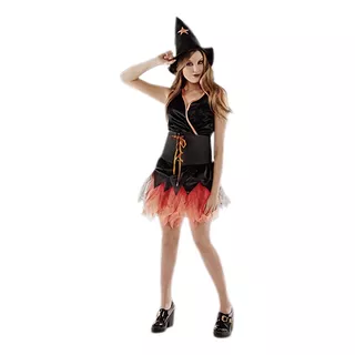 Disfraz Bruja Mujer Con Gorro Halloween Adulto