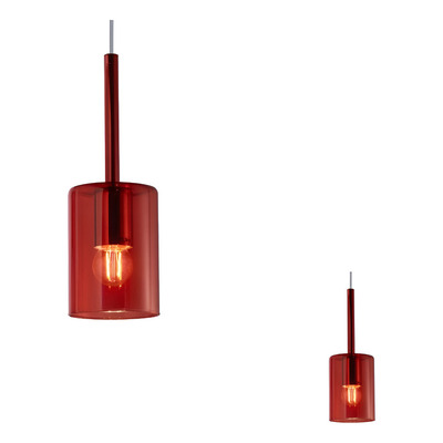 Colgante Bios Wide E27 300xø100mm Vidrio/rojo