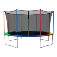 Cama Elástica Femmto Tpl12ft00 Con Diámetro De 3.65 m, Color Del Cobertor De Resortes Multicolor Y Lona Negra