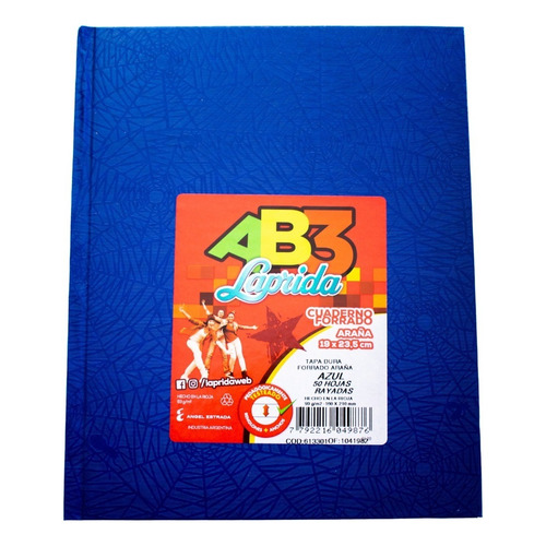 Cuaderno Laprida Ab3 19x23cm T/dura Simil Abc X50 Hj Cuadric Color Azul