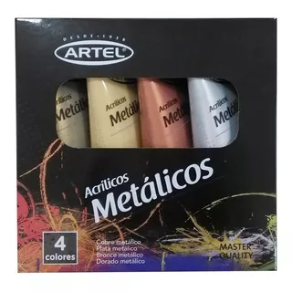 Set 4 Pintura Acrílica Metálica 22ml. Artel