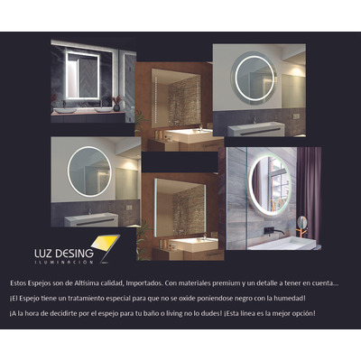 Espejo Redondo Con Led Moderno Tactil Baño Pared N°4