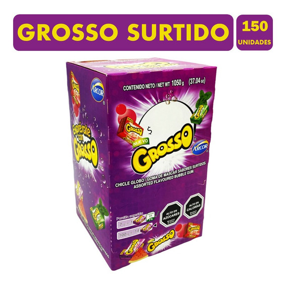 Chicle Grosso Sabores Surtidos(caja Con 150 Gomas De Mascar)