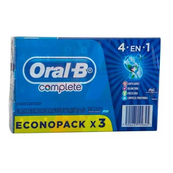 Pasta De Dientes Oral-b Complete 4en1 Con Flúor 80g 3pack