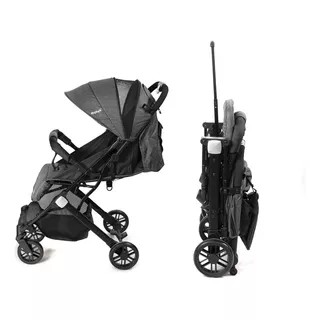 Cochecito De Paseo Bebe Motek Livy Maleta Ligera Plegable Color Gris Chasis Negro