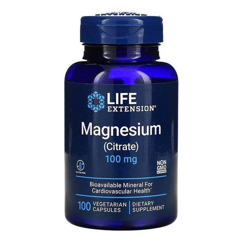 Magnesium Citrate - 100mg - 100caps - Life Extension Sabor Sin Sabor