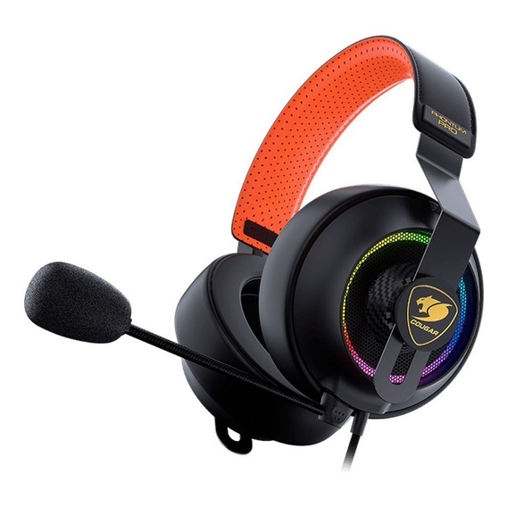 Auricular Gaming Cougar Phontum Pro Prix Rgb Con Micrófono Color Negro