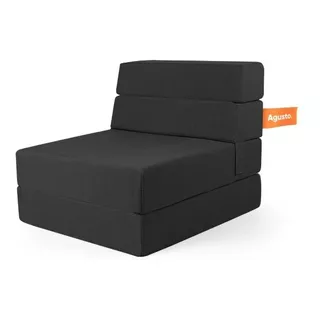 Sofa Cama Individual Agusto ® Sillon Puff Plegable Colchon Color Negro